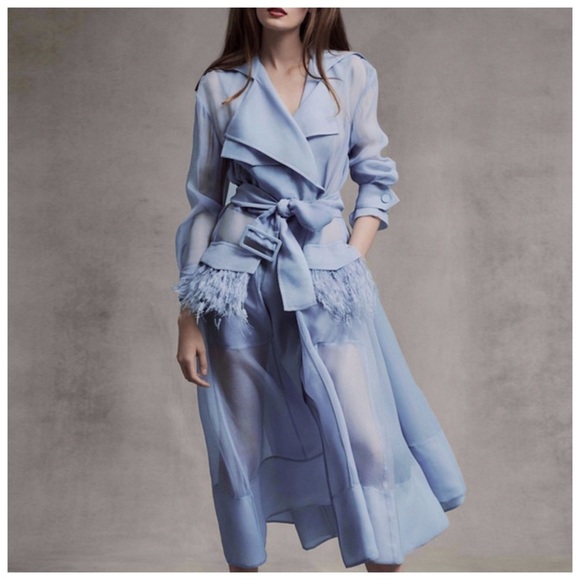 M Signature Label Collection Jackets & Blazers - ❤️ The Tiffy Blue Sheer Feather Duster Jacket